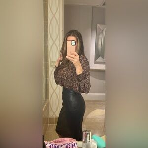 Ann Taylor Black Faux Leather Pencil Skirt Size 0